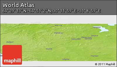 Physical Panoramic Map of the Area around 64° 40' 8" N, 30° 40' 29" E