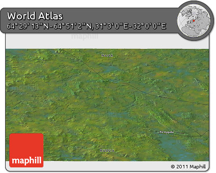 Satellite 3D Map of the Area around 64° 40' 8" N, 31° 31' 29" E