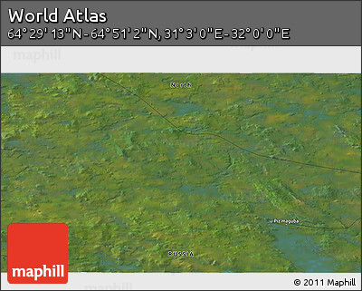 Satellite 3D Map of the Area around 64° 40' 8" N, 31° 31' 29" E