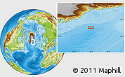 Physical Location Map of the area around 64° 40' 8" N, 32° 13' 30" W