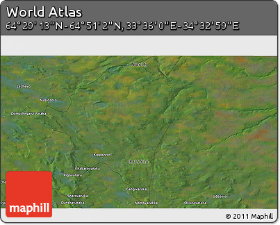Satellite 3D Map of the Area around 64° 40' 8" N, 34° 4' 30" E