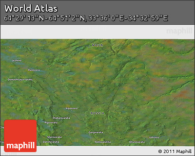 Satellite 3D Map of the Area around 64° 40' 8" N, 34° 4' 30" E