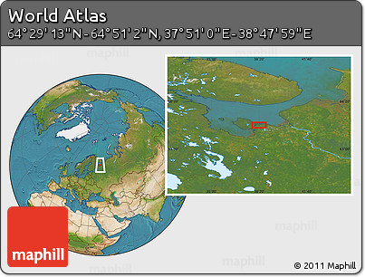 Satellite Location Map of the Area around 64° 40' 8" N, 38° 19' 30" E