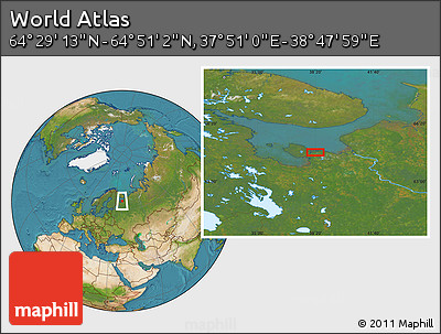 Satellite Location Map of the Area around 64° 40' 8" N, 38° 19' 30" E