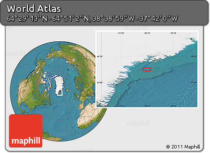 Satellite Location Map of the Area around 64° 40' 8" N, 38° 10' 29" W