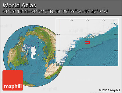 Satellite Location Map of the Area around 64° 40' 8" N, 38° 10' 29" W