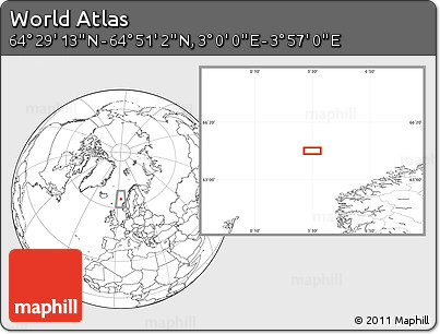 Blank Location Map of the Area around 64° 40' 8" N, 3° 28' 30" E