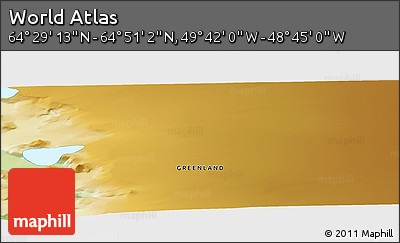 Physical Panoramic Map of the Area around 64° 40' 8" N, 49° 13' 30" W