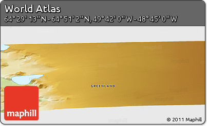 Physical Panoramic Map of the Area around 64° 40' 8" N, 49° 13' 30" W