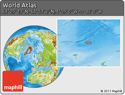 Physical Location Map of the Area around 64° 40' 8" N, 4° 10' 30" W