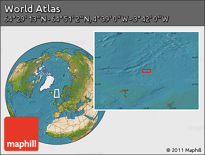 Satellite Location Map of the Area around 64° 40' 8" N, 4° 10' 30" W