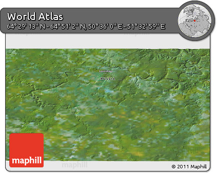 Satellite 3D Map of the Area around 64° 40' 8" N, 51° 4' 30" E