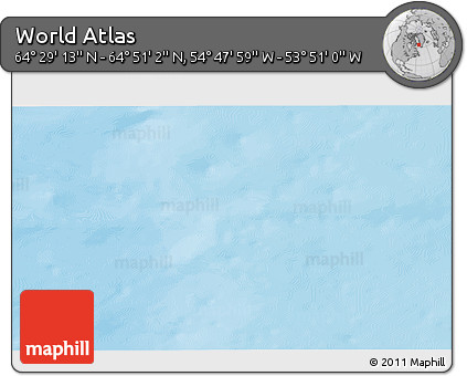 Physical 3D Map of the Area around 64° 40' 8" N, 54° 19' 30" W