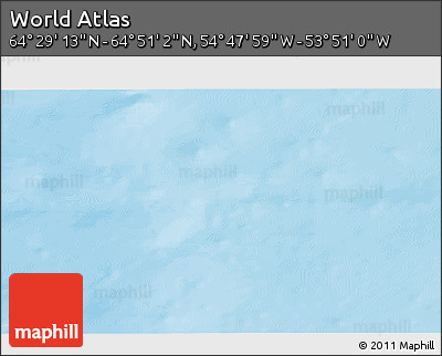 Physical 3D Map of the Area around 64° 40' 8" N, 54° 19' 30" W
