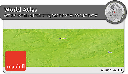 Physical Panoramic Map of the Area around 64° 40' 8" N, 55° 19' 30" E