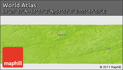Physical Panoramic Map of the Area around 64° 40' 8" N, 55° 19' 30" E