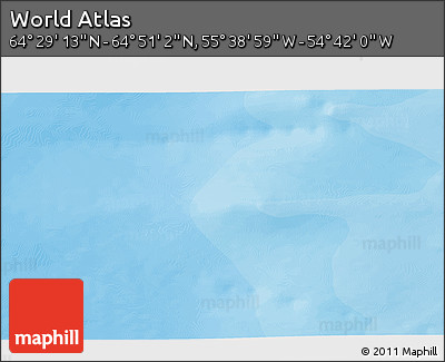 Political 3D Map of the Area around 64° 40' 8" N, 55° 10' 29" W
