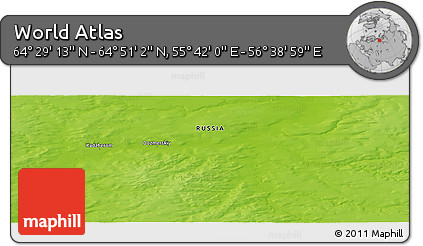 Physical Panoramic Map of the Area around 64° 40' 8" N, 56° 10' 29" E