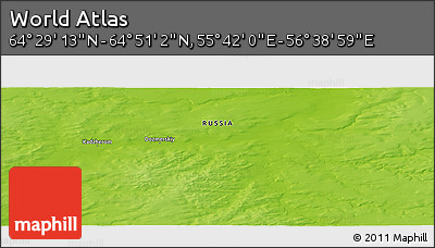 Physical Panoramic Map of the Area around 64° 40' 8" N, 56° 10' 29" E