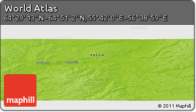 Physical Panoramic Map of the Area around 64° 40' 8" N, 56° 10' 29" E
