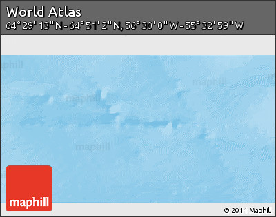 Shaded Relief 3D Map of the Area around 64° 40' 8" N, 56° 1' 29" W