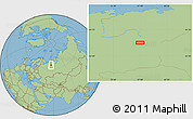 Savanna Style Location Map of the area around 64° 40' 8" N, 57° 1' 29" E