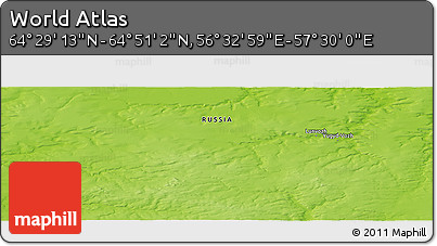 Physical Panoramic Map of the Area around 64° 40' 8" N, 57° 1' 29" E