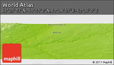 Physical Panoramic Map of the Area around 64° 40' 8" N, 62° 7' 30" E