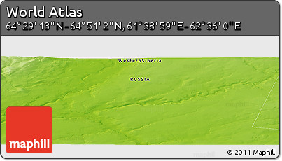 Physical Panoramic Map of the Area around 64° 40' 8" N, 62° 7' 30" E