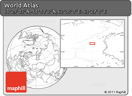 Blank Location Map of the Area around 64° 40' 8" N, 62° 58' 30" E
