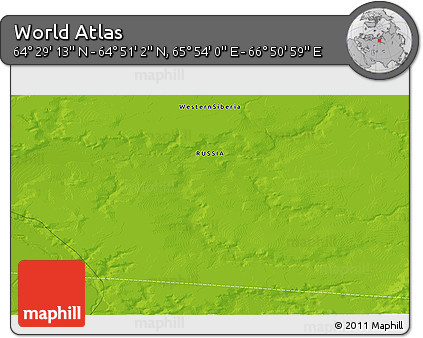 Physical 3D Map of the Area around 64° 40' 8" N, 66° 22' 30" E
