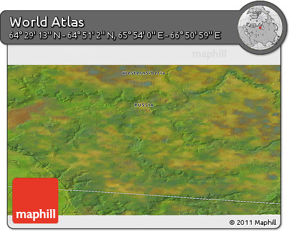 Satellite 3D Map of the Area around 64° 40' 8" N, 66° 22' 30" E