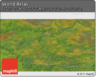 Satellite 3D Map of the Area around 64° 40' 8" N, 66° 22' 30" E