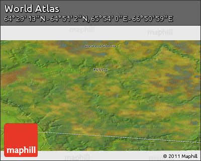 Satellite 3D Map of the Area around 64° 40' 8" N, 66° 22' 30" E