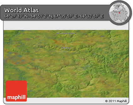 Satellite 3D Map of the Area around 64° 40' 8" N, 68° 4' 29" E