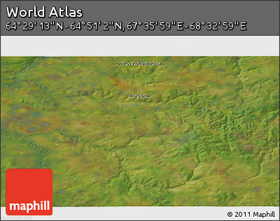 Satellite 3D Map of the Area around 64° 40' 8" N, 68° 4' 29" E