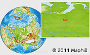 Physical Location Map of the area around 64° 40' 8" N, 72° 19' 29" E