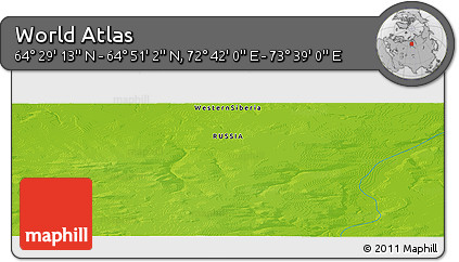 Physical Panoramic Map of the Area around 64° 40' 8" N, 73° 10' 30" E