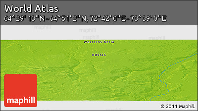 Physical Panoramic Map of the Area around 64° 40' 8" N, 73° 10' 30" E