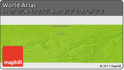 Physical Panoramic Map of the Area around 64° 40' 8" N, 73° 10' 30" E
