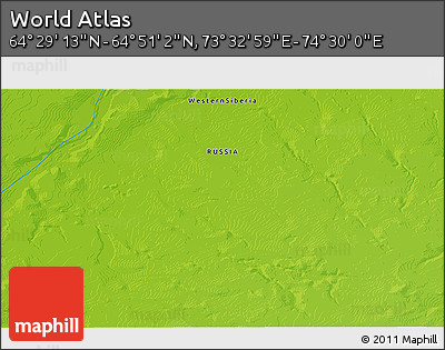 Physical 3D Map of the Area around 64° 40' 8" N, 74° 1' 30" E