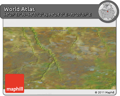 Satellite 3D Map of the Area around 64° 40' 8" N, 74° 52' 30" E