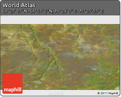 Satellite 3D Map of the Area around 64° 40' 8" N, 74° 52' 30" E