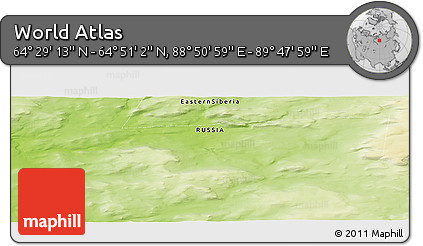 Physical Panoramic Map of the Area around 64° 40' 8" N, 89° 19' 29" E