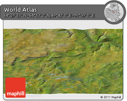 Satellite 3D Map of the Area around 64° 40' 8" N, 90° 10' 30" E