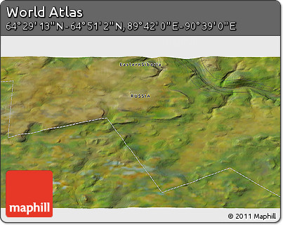 Satellite 3D Map of the Area around 64° 40' 8" N, 90° 10' 30" E