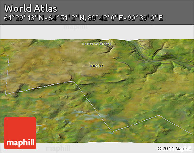 Satellite 3D Map of the Area around 64° 40' 8" N, 90° 10' 30" E