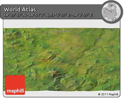 Satellite 3D Map of the Area around 64° 40' 8" N, 93° 34' 29" E