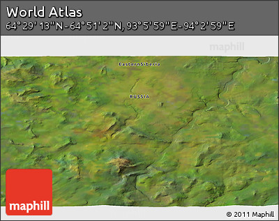 Satellite 3D Map of the Area around 64° 40' 8" N, 93° 34' 29" E