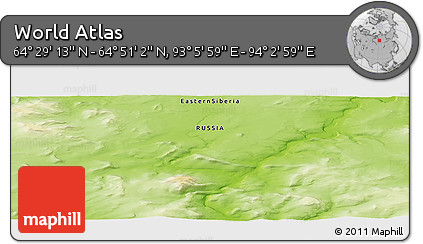 Physical Panoramic Map of the Area around 64° 40' 8" N, 93° 34' 29" E